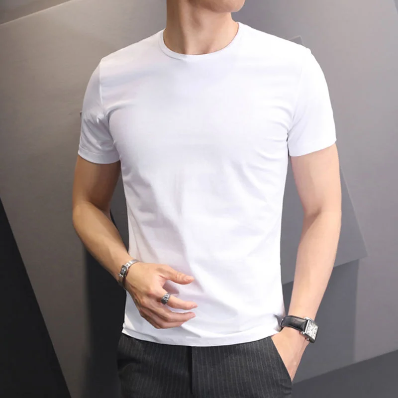 

Round Neck Spring Summer Thin Loose T-Shirts Pullovers Simplicity Handsome Solid Color Comfortable Fashion Casual Men's Clothing