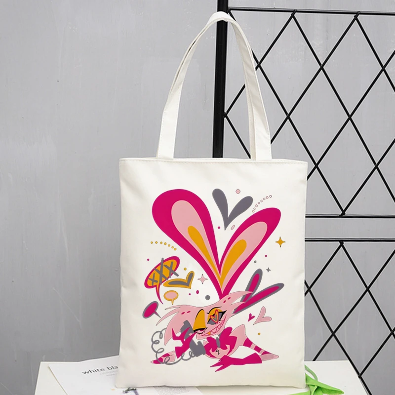 Hazbin Hotels Alastor Print Tote Bag Eco Reusable Shopper Bag Canvas Shoulder Large Handbag Men Women Sundries Bags