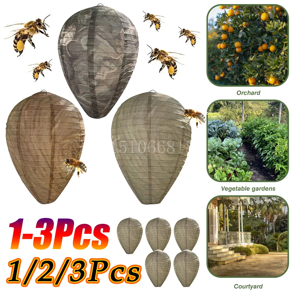 1-3pcs Hornet Fake Wasp Nest Paper Repellent Hornets Fake Trap Garden Repellent Trap Drive Beehive Lantern for Garden Yard