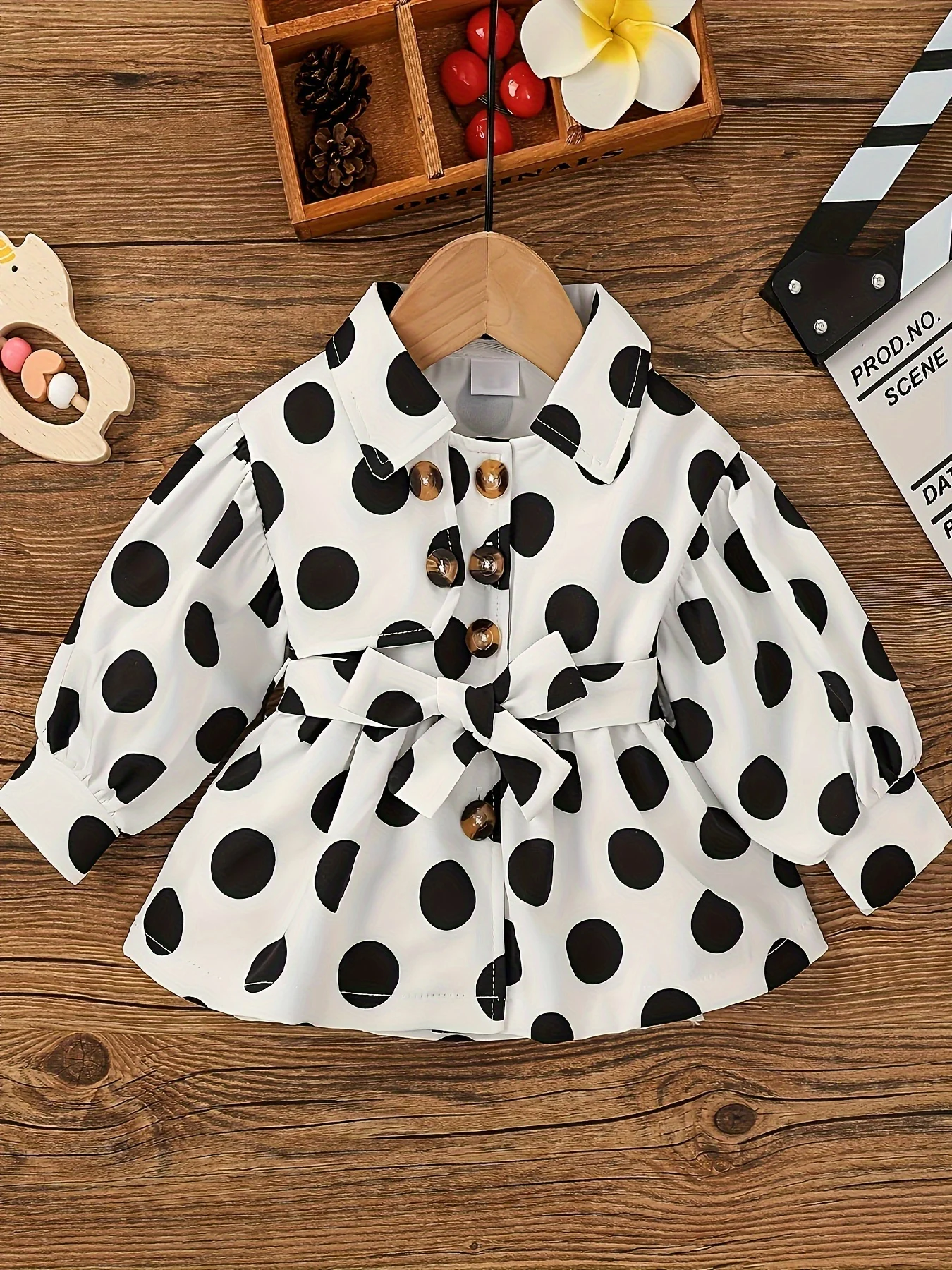 Spring And Summer Baby Girls Clothes Polka DotBow Long-sleeved Fashion Shirt