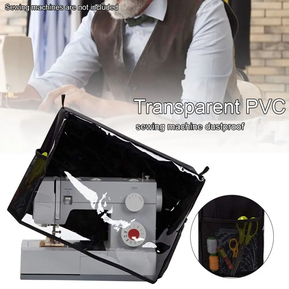 Accessories Quilted Solid Anti Dust PVC Protective Sewing Machine Cover Universal With 2 Lateral Pockets Reusable Portable Home sewing accessories,sewing machine bag