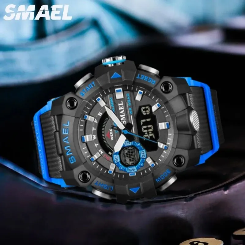 Men sports watch Shock Resistant 50M Waterproof LED Alarm Stopwatch Clock Military 8040