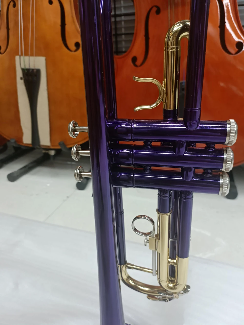 Purple Trumpet Bb Colorful Gold Key Brass Trumpet with Mouthpiece Gloves Strap Accessories