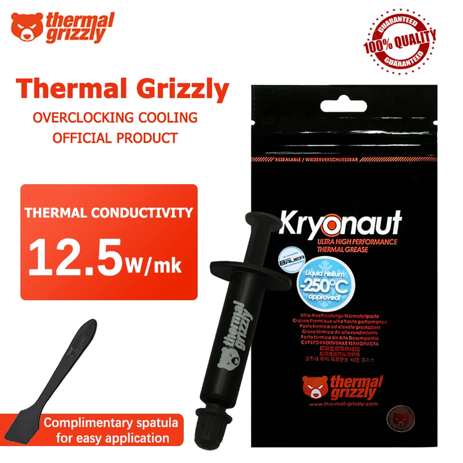 Graxa de Silicone Grizzly Kryonaut Condutividade Térmica Composto Cpu Gpu 1g 12.5w mk
