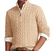 100% Cotton Sweaters Men's High Quality Autumn Cable Knit Christmas Sweater With Zipper Turtleneck Pullovers Zipper Pull Homme 8 2