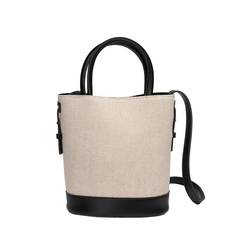 NEW Patchwork Shoulder Bag Canvas PU Leather Color Contrast Handbag Trend Simple Women's Aesthetic Casual Shopping Crossbody Bag