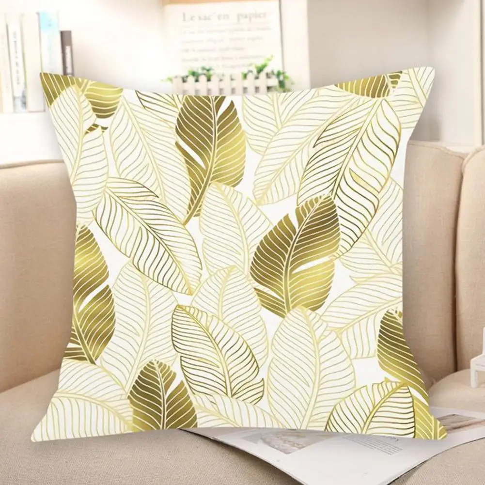 

Machine Washable Pillow Cover Luxurious Leaf Printed Throw Pillowcase Set Super Soft Skin-friendly Cushion Covers Easy to Wash