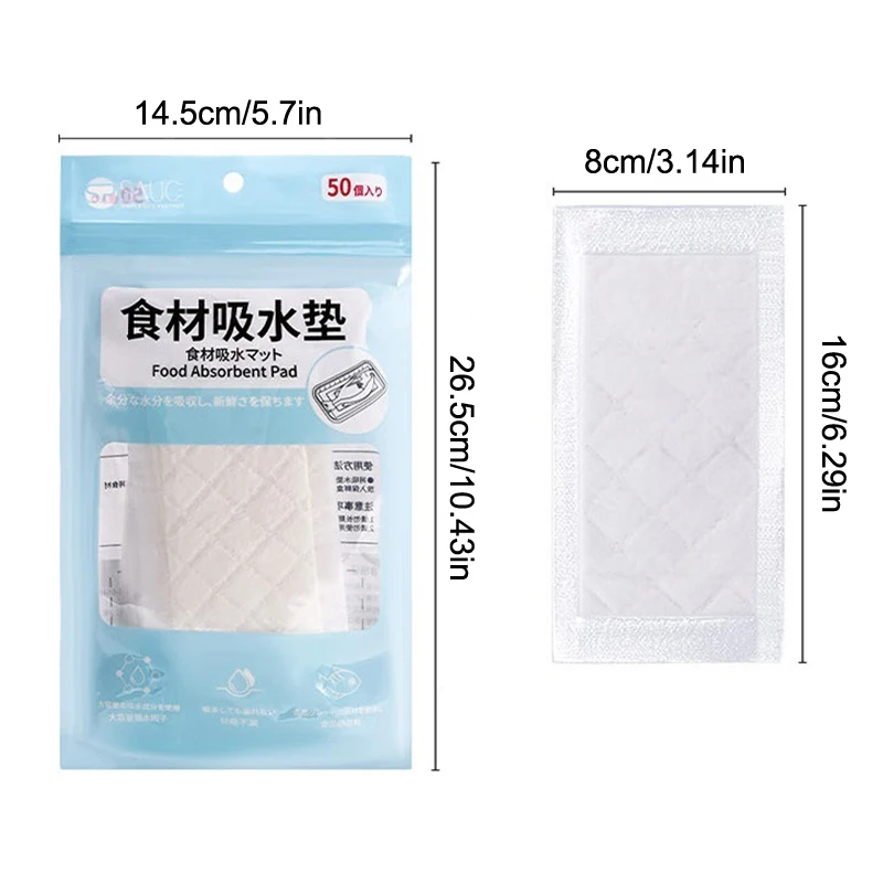 50Pcs Kitchen Rapid Absorbent Pads For Meat Fish Poultry Produce For Keeping Packaging Dry Clean Absorbent Paper Kitchen Tool
