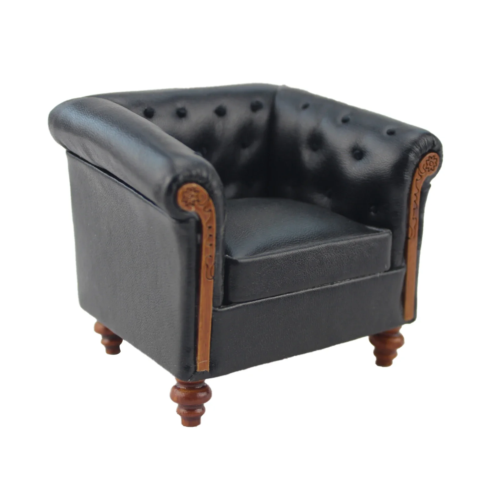 

Minifurniture кукольный домик масштаб 1/12, высококачественное черное кресло из искусственной кожи