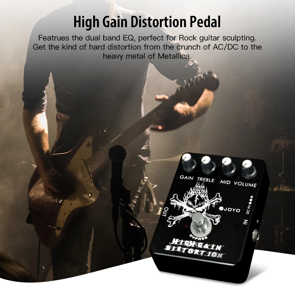 JOYO JF-04 HIGH GAIN DISTORTION Guitar Pedal from Blues Rock Crunch to Snarling