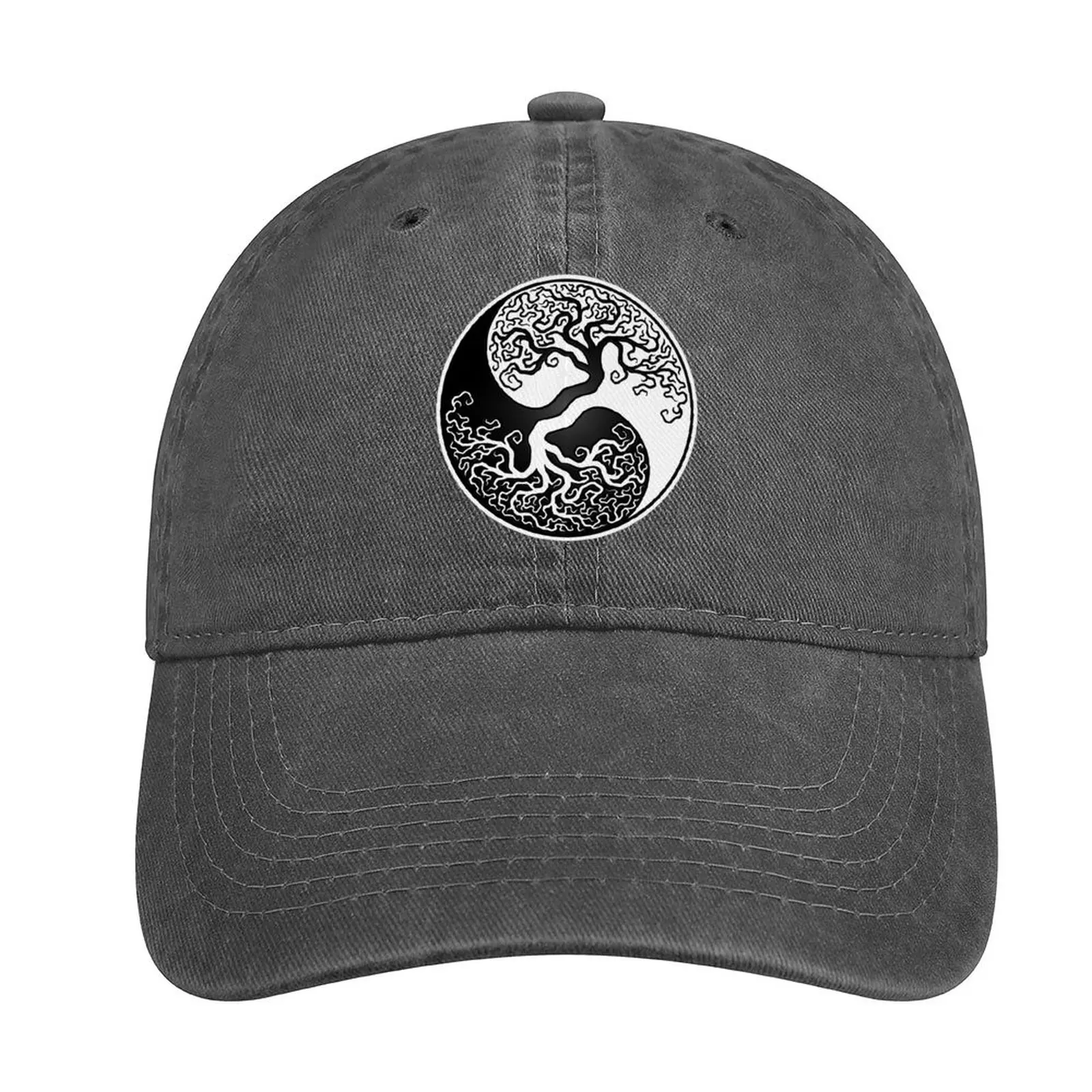 

White and Black Tree of Life Yin Yang Cowboy Hat cute Hood Fishing Caps Christmas Hats Hat For Women Men'S