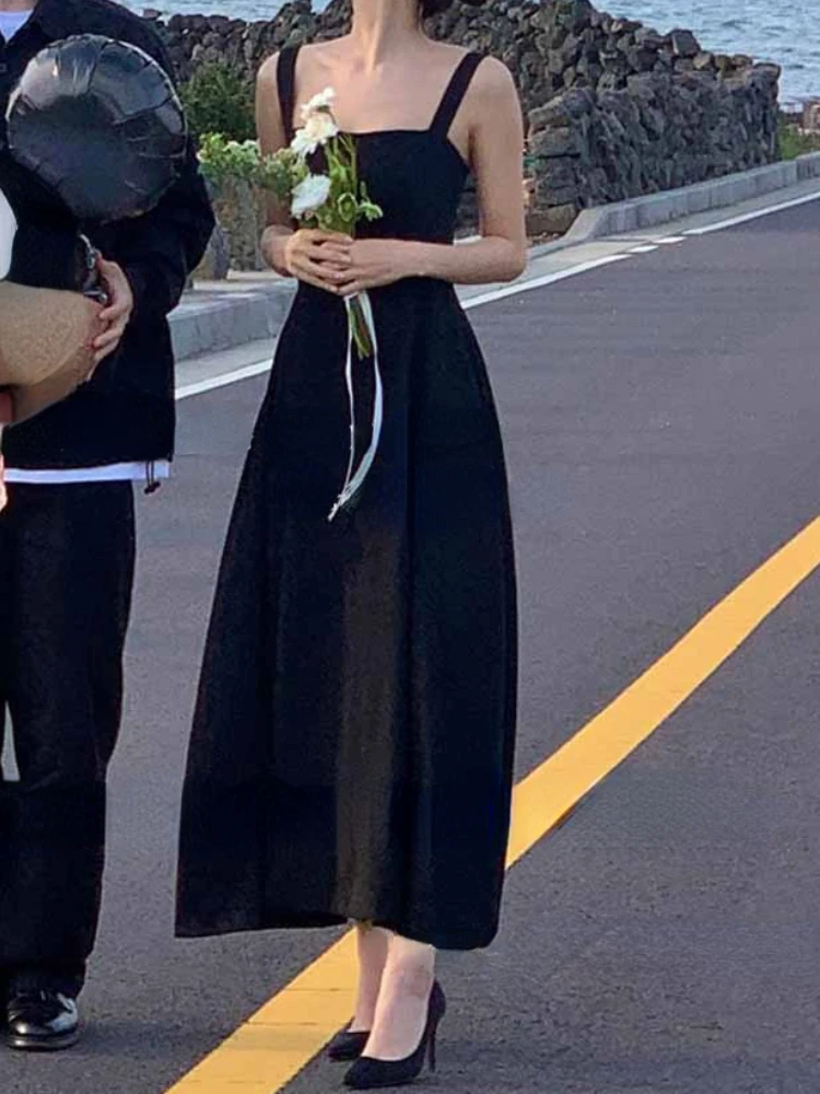 

Modern Popular Korea Spaghetti Straps Sleeveless Evening Dress Simple Elegant Outdoor Shoot Wedding Gown Luxury Temperament Robe