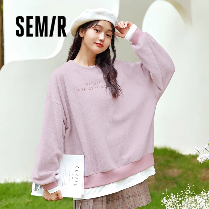 

Женский флисовый свитер Semir, осенне-зимняя куртка с прострочкой, флисовый Топ большого размера, 2023