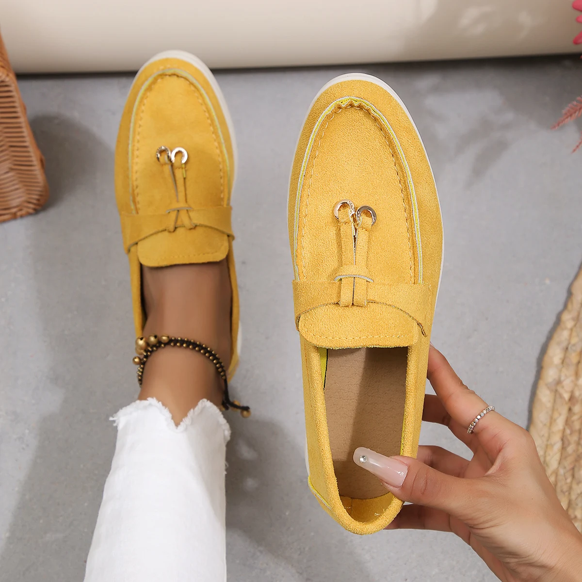 Spring Summer Breathable Casual Loafers For Women Platform Leather Comfort Wedge Moccasins Ladies Vulcanized Sneakers 43