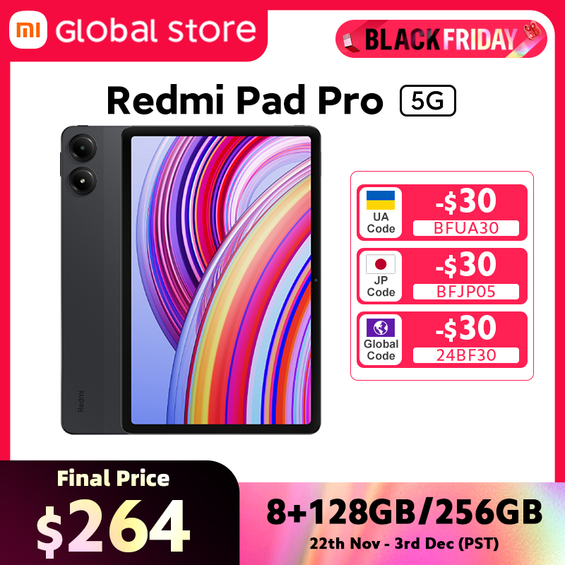 Xiaomi Redmi Pad Pro 5G Tablets 128GB / 256GB ROM 12.1â Screen 10000mAh Battery Snapdragon 7s Gen 2 CPU 8MP Camera 33W charge
