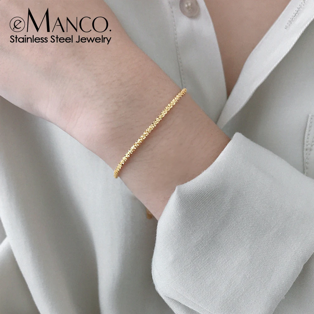 eManco Classic Cauliflower Chain Bracelet Stainless Steel Gold Plated Women's Jewelry Wholesale