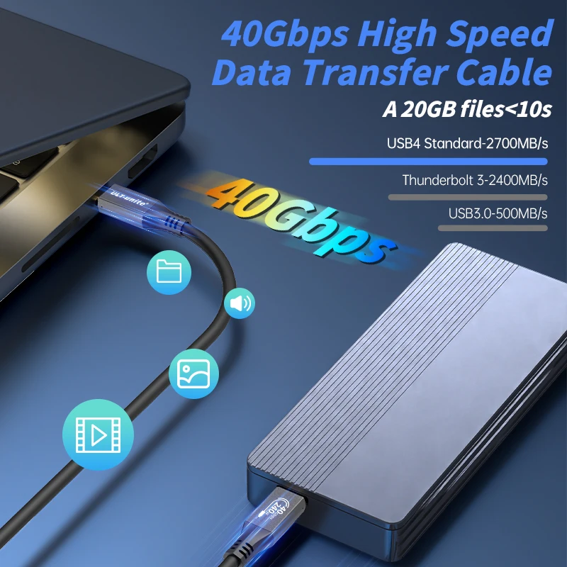 Cavo Thunderbolt 4 di tipo C 40 Gbps 8K 60 Hz Standard USB4 USB C PD3.1 QC4.0 240 W Ricarica rapida per Huawei Iphone 15 MacBook Pro 202192403 Cavo Thunderbolt 4 di tipo C 40 Gbps 8K 60 Hz Standard USB4 USB C PD3.1 QC4.0 240 W Ricarica rapida per Huawei Iphone 15 MacBook Pro 202192403