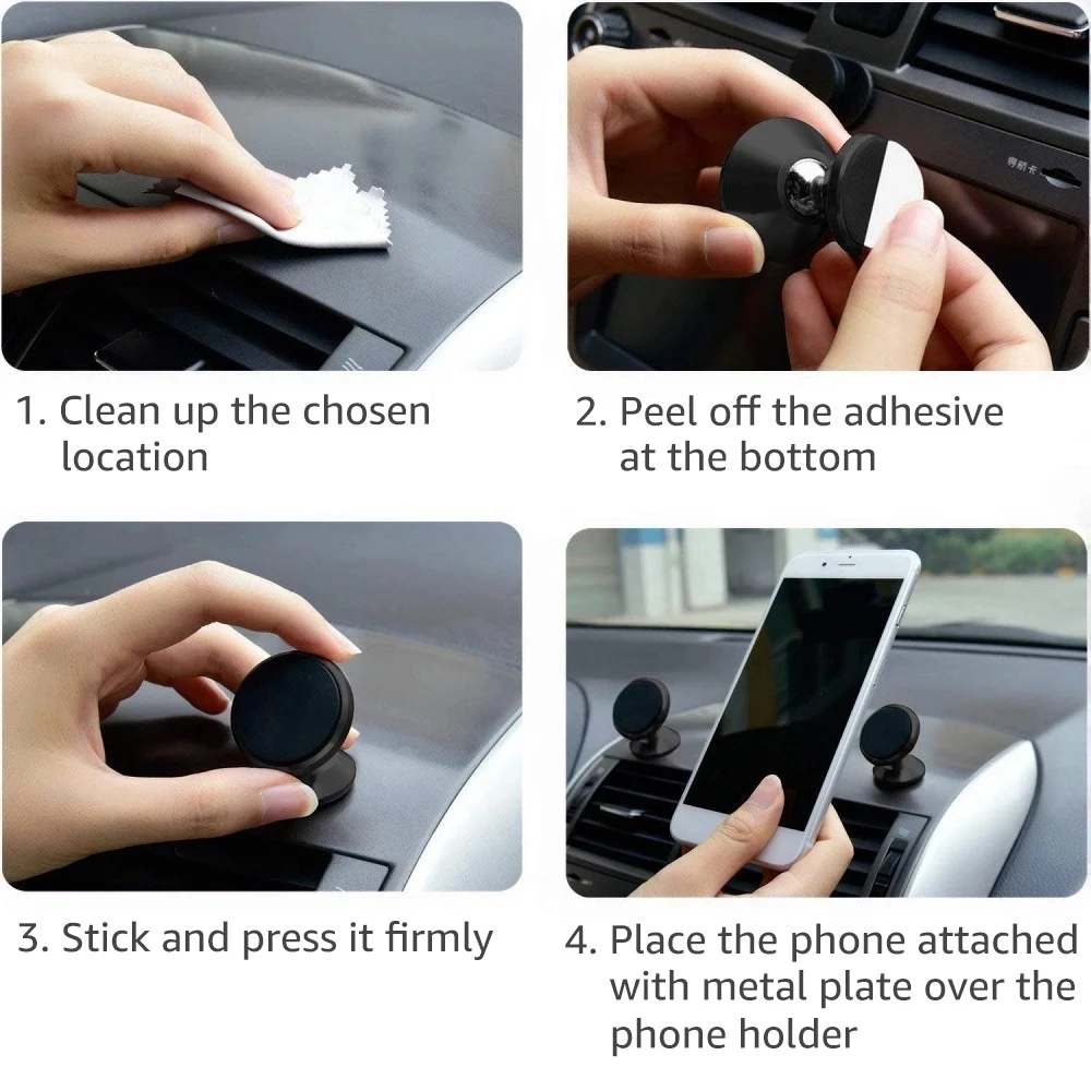Magnetic Car Mobile Phone Holder 360° Rotating Universal Multi-functional Car Adhesive Holder Suitable for iPhone Samsung Huawei