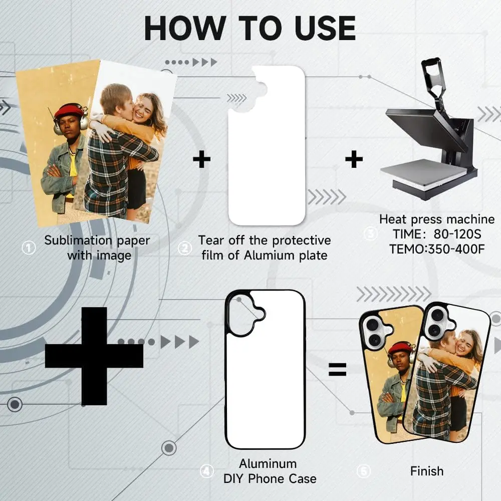 5-Pack Sublimation Blank Phone Cases with Aluminum Inserts