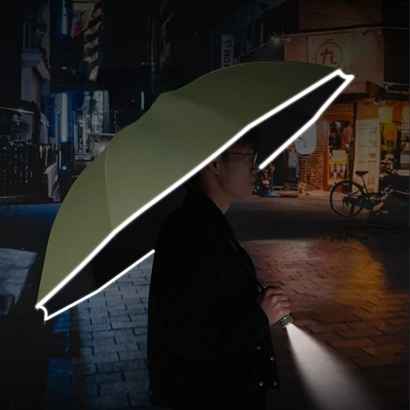 

Fully Automatic Umbrella Folding Reverse Rain and Rain LED Flashlight with Reflective Strip Umbrella Sunscreen Sunshade