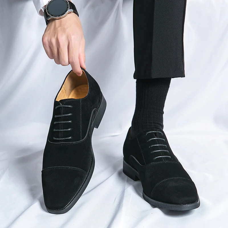 Men Derby shoes casual gentleman fashion business men dress shoes suede leather classic
