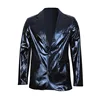 Hot Stamping Glossy Casual Suit for Men Slim Fit 2 Piece Solid Shiny Party Gold Silver Black Suit for Men Blazer Jacket & Pants 3