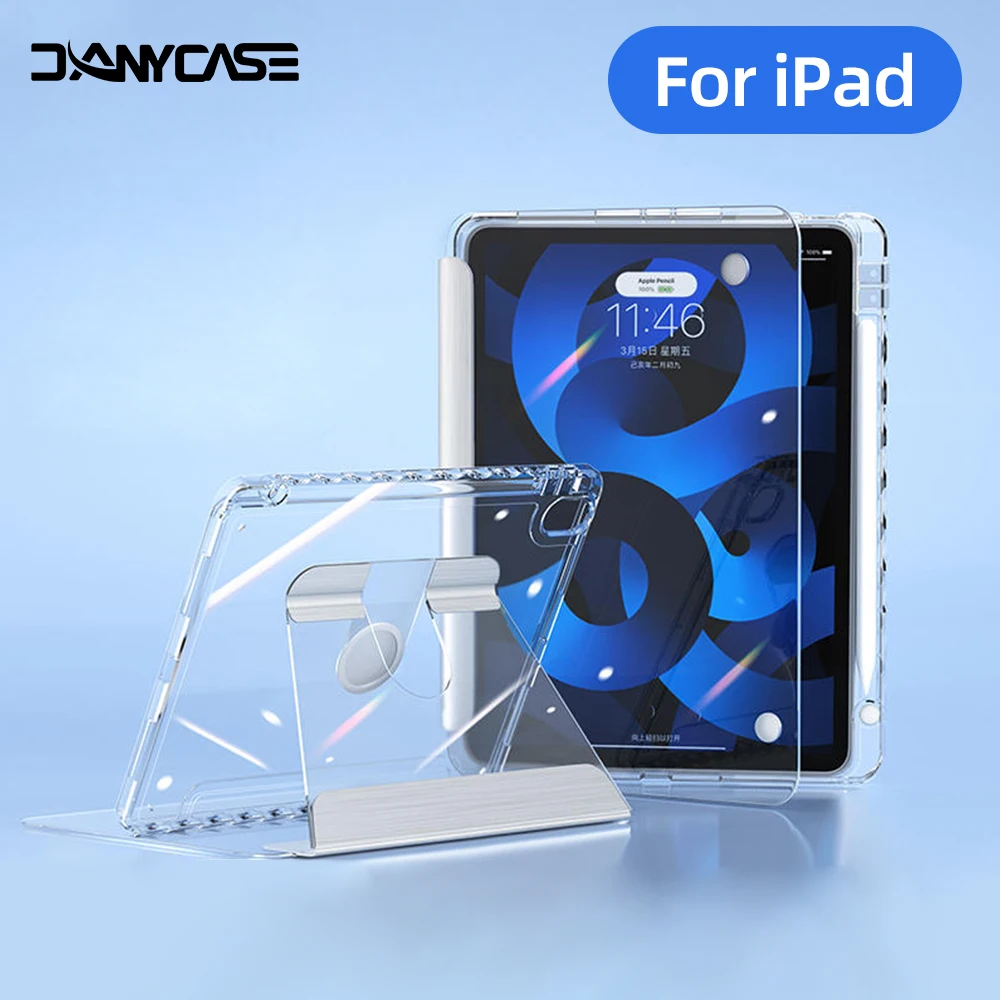 Capa de Tablet Transparente para Ipad Rotação 360 ° Capa para Ipad Air 10.9 10th 10.9 9th 10.2 6th 9.7 Pro 11 129 Mini 6
