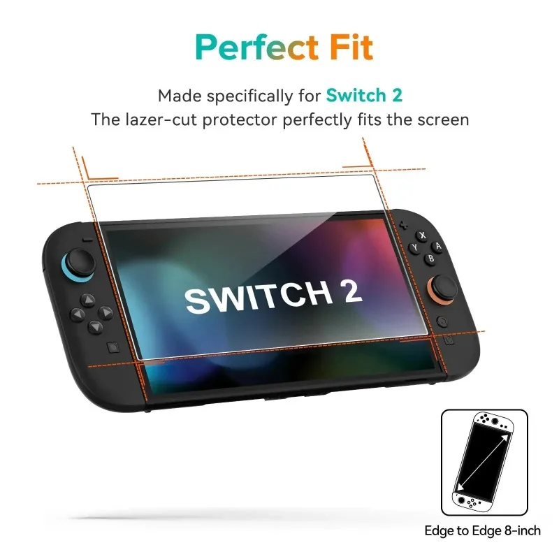Ultra HD Tempered Glass Screen Protector for Switch 2 - 9H Hardness Anti-Scratch Film with Bubble-Free Installation Kit