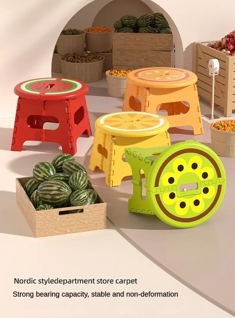 Description Picture 4 of itemNewest Hot Plastic Thickened Fold Stool Cartoon Creative Portable Low Stool Outdoor Household Small Bench Chair Children Gifts