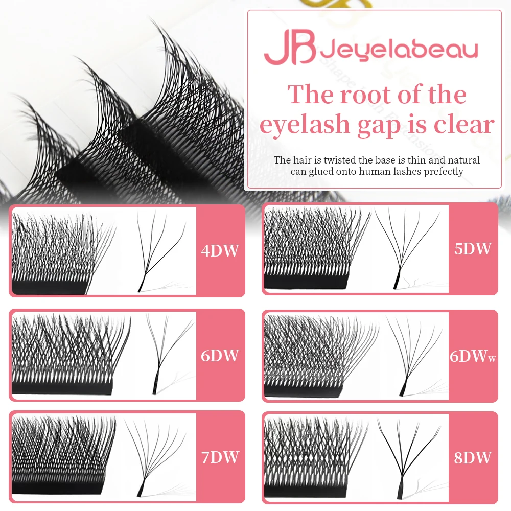 JB Jeyelabeau Cilios 5D Eyelashes Extension 6D 8D W Shaped Eyelash Extensions C/D/L/M Fake Bloom Lashes Premade Volume Fans eyelash extensions