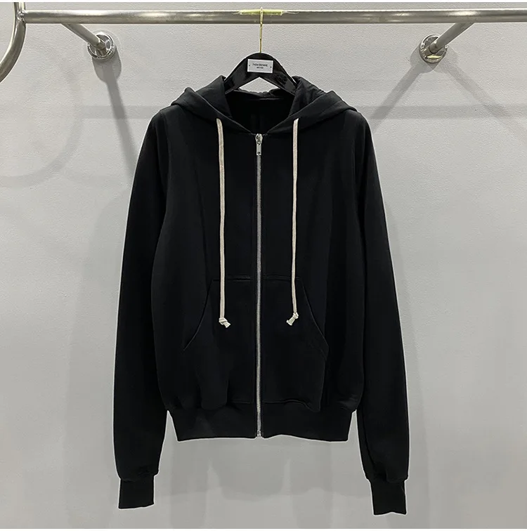 HKSH Spring New Men's Tide Punk Dark Hoodie Classic Black Coat Zipper Cardigan Hooded Long Sleeve Sweater Chic Sweatshirt HK0794