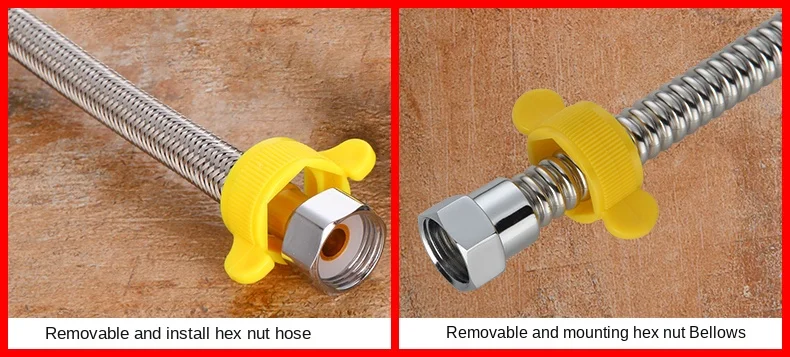 5Pcs DN15 Water Inlet Hose Installation Tool Allen Wrench Plastic Wrench Stainless Steel Bellows Nut Household Products