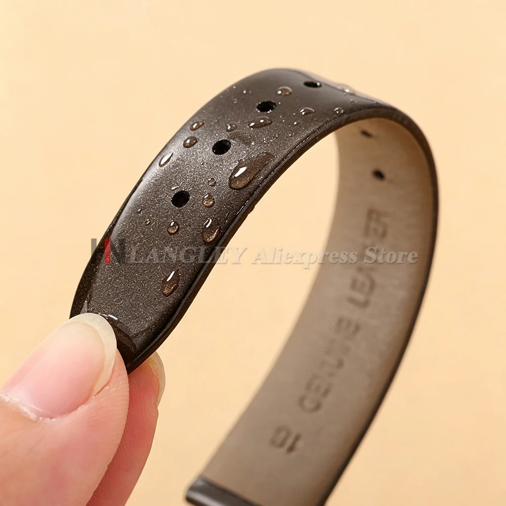 Glossy Leather Unisex Slim Watch Strap - Soft Universal Replacement Wristband
