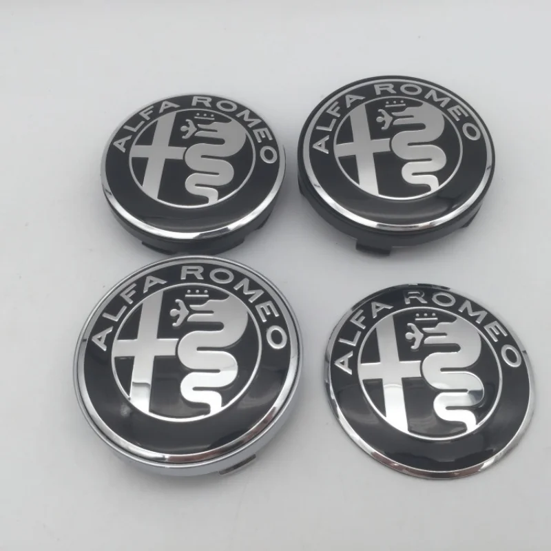 4pcs 56mm 60mm 68mm ForAlfa Romeo 147 156 159 Car emblem Wheel hub Center Cap Badge covers sticker Decals Styling accessories