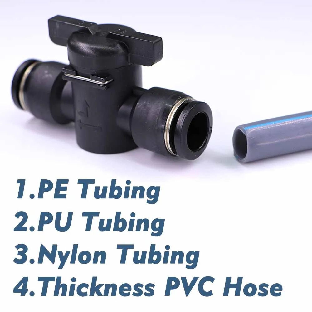 4–16 mm Handventil-Schlauchadapter, Slip-Lock, Schnellsteck-Entriegelungsanschluss, Abschaltung, Stoppe, Wasser, pneumatische Verbindung, PE-Schlauchanschlüsse – Detail 4