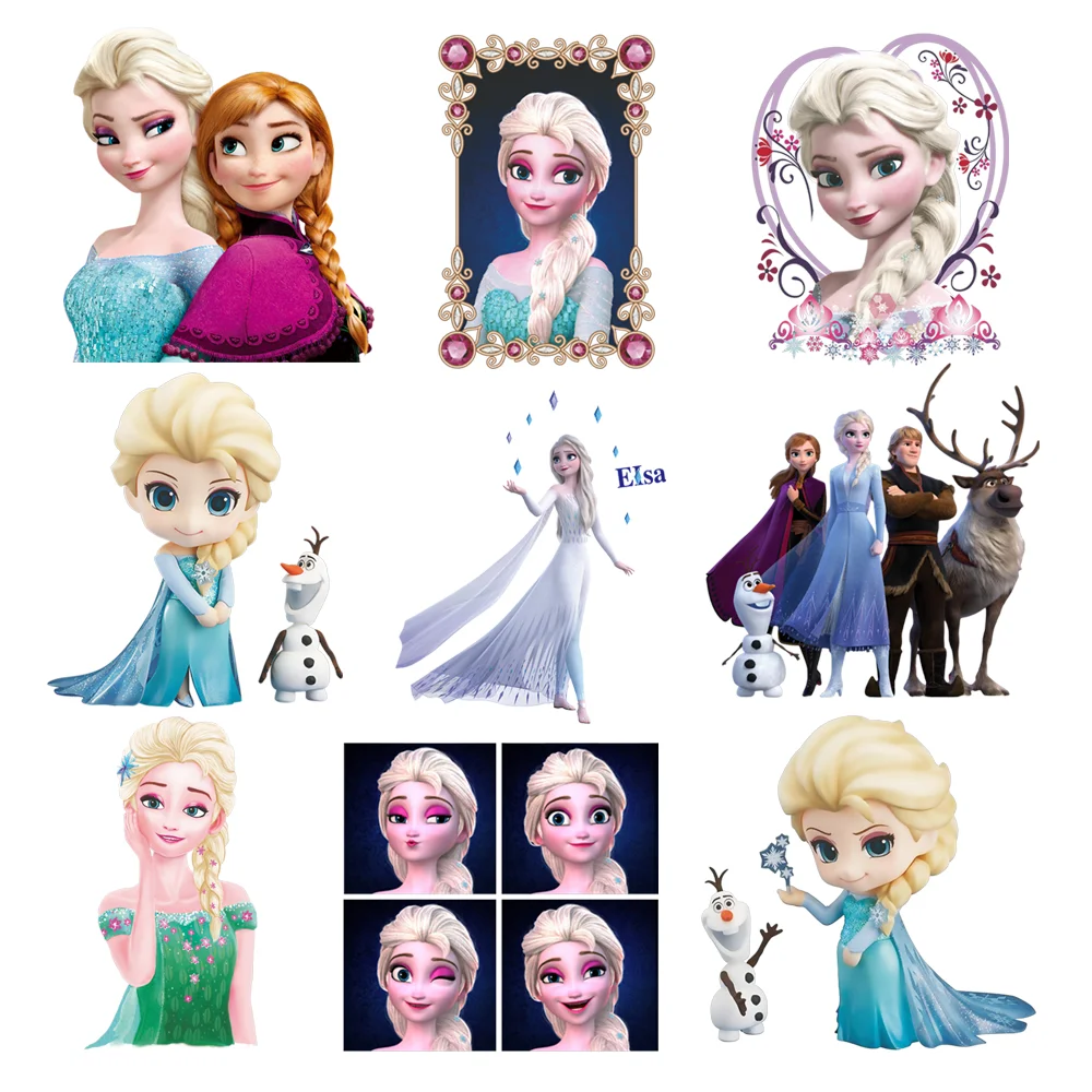 

Free Shipping Frozen Disney Fusible Stickers Iron On Heat Transfers Thermo-adhesive Labels Patches For Children's Clothing DIY