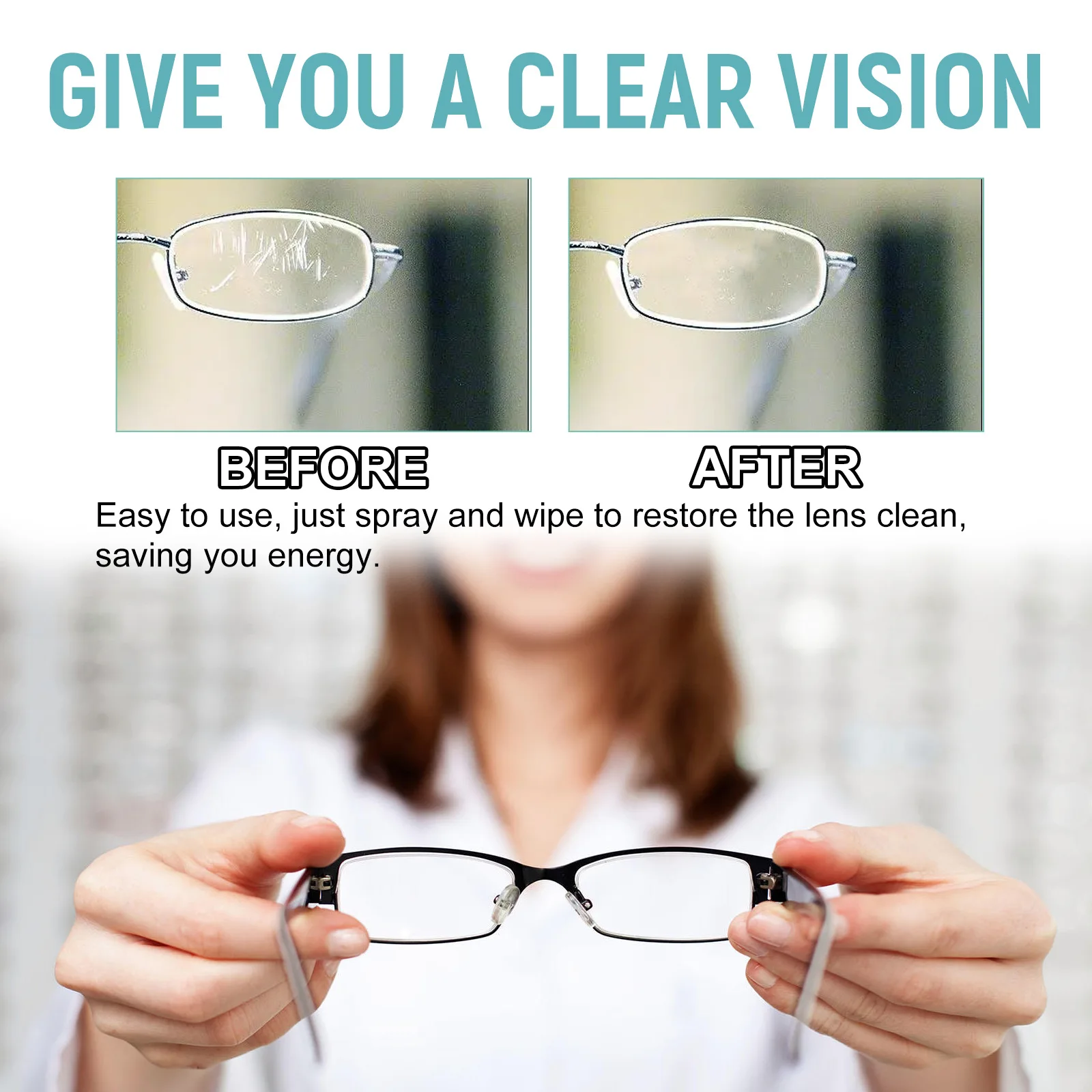 100ml Glasses Lens Cleaner Spray Eyeglass Scratch Removal Anti Fog Repair Liquid Spray Oil Fingerprints Cleaner Dust Lens