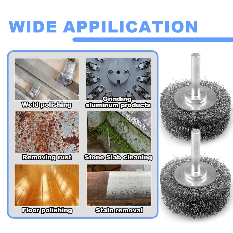 Shallho Lot De 6 Brosses Métalliques Pour Perceuse, Fil D'acier Ondulé - Tige Ronde De 6 Mm - Pour Enlever Et Polir - Dans Le Kit