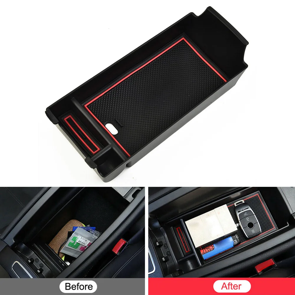 

1pc ABS Black Central Armrest Storage Box Organizer Tray For Mercedes A-Class W177 B-Class W247 CLA/GLA/GLB Interior Accessories
