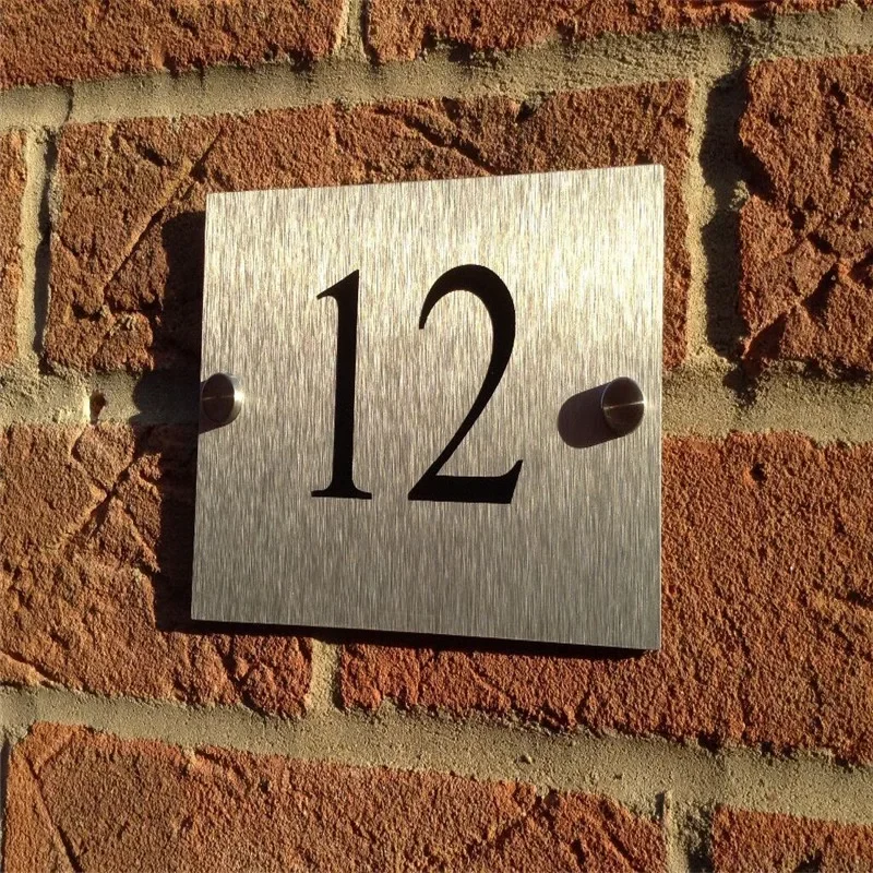 House Number Signs Customized Modern Outdoor House Number Brushed Aluminum Composite Materia Plaque