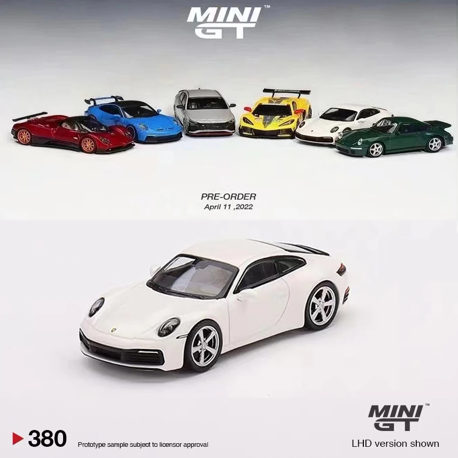 

MINI GT 1:64 модель автомобиля 911 (992) Carrera S белый сплав литье под давлением-белый #380