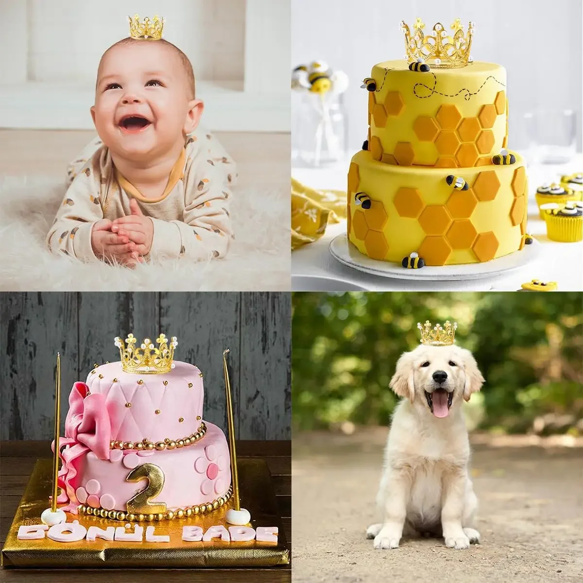 5/25Pcs Mini Golden Plastic Crowns for Craft Decoration, Cake Decor, Princess Queen Cro... - SKU PCCD1557 - UGI Packaging