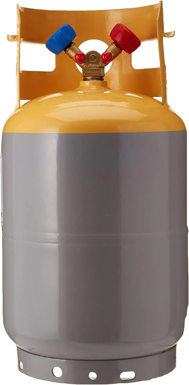 

Gray/Yellow 30 lb Refrigerant Recovery Tank Without Float Switch and ¼\u201D FL-M (7/16-20)