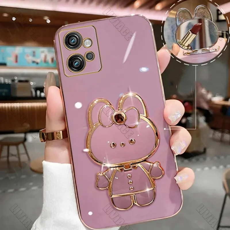 G 32 Cute Rabbit Mirror Plating Luxury Phone Holder Case On For