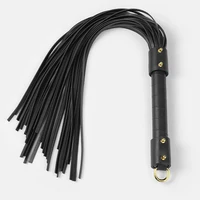 60CM PU Leather Horse Whip,Handmade Suede Flogger Bull Whip Cowhide Horse Riding Whip Handle with Iron Hoop 2