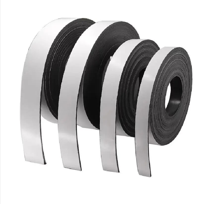 1-5Meter/LOT Rubber Magnet 10*1 15*1 20*1 30*1 mm Self Adhesive Flexible Magnetic Strip Tape 10mm/15mm/20mm/50mm thickness 1-2mm