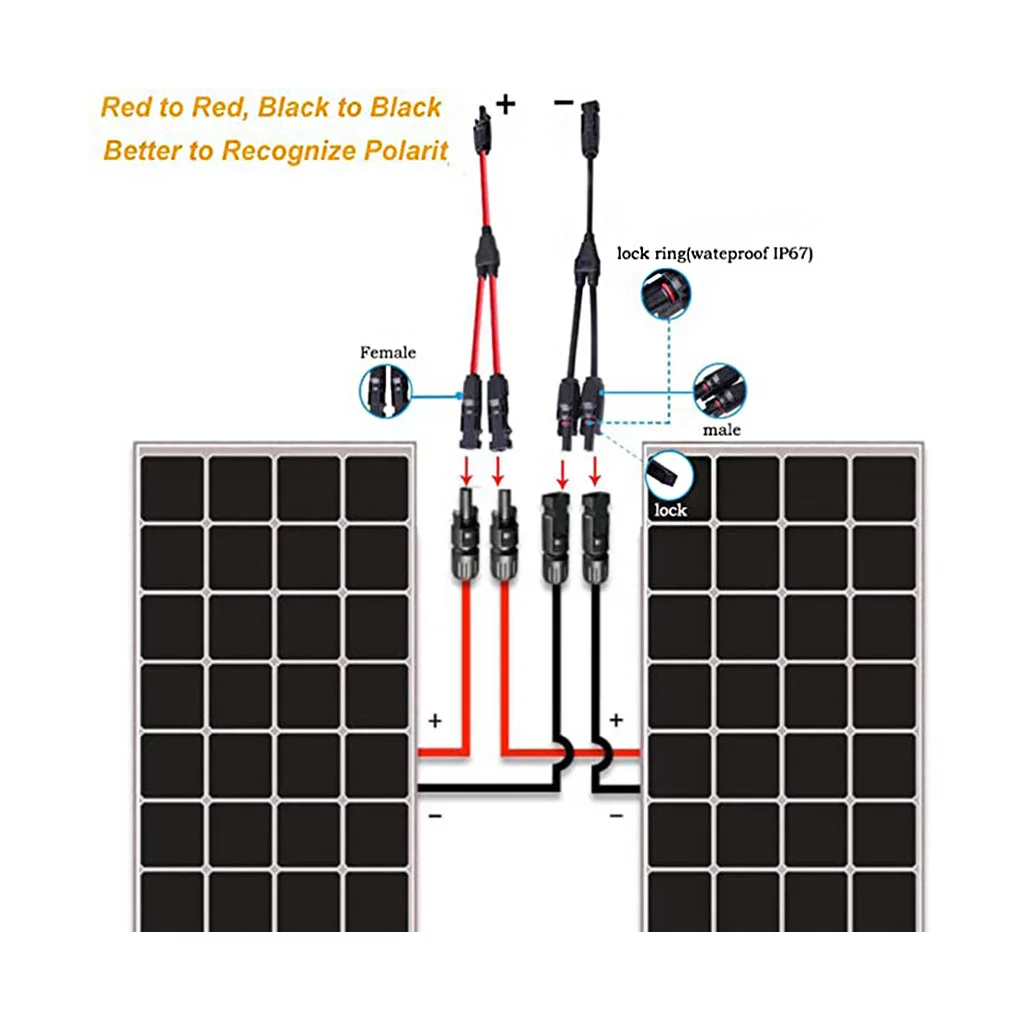 Y Type Parallel Connector MMF/FFM Solar Branch Adapter Solars Panel Cables Distributor Waterproof Dustproof Cable Plug Socket