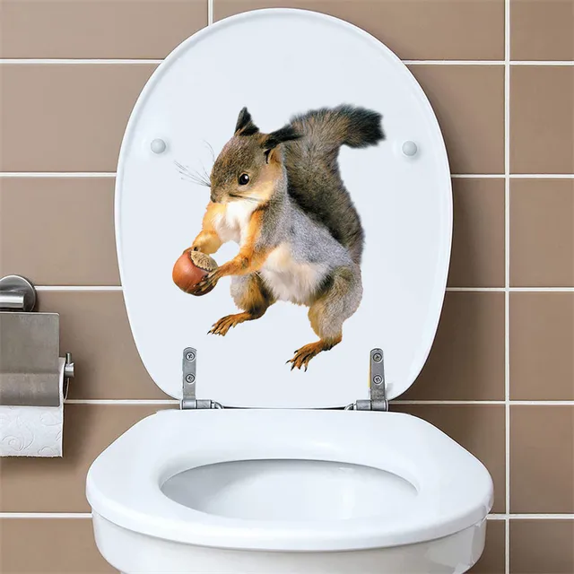 WC Aufkleber Eichhörnchen Motiv - Wasserdichter Badezimmer Aufkleber Für Toilette