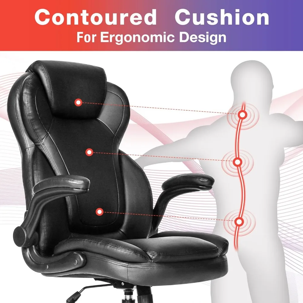 Big and Tall Office Chair 400lbs-Heavy Duty Executive Desk Chair with Extra Wide Seat, High Back Ergonomic Leather 5