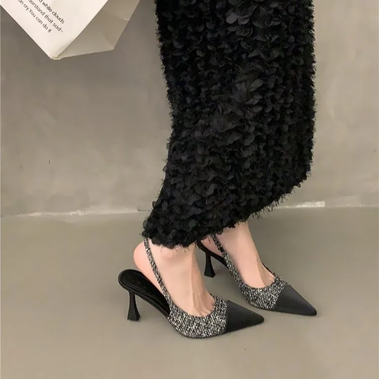 Fashionable Comfortable Elegant Sexy Small Toe Stiletto High Heels French High Heels Baotou Back Hollow Sandals Women